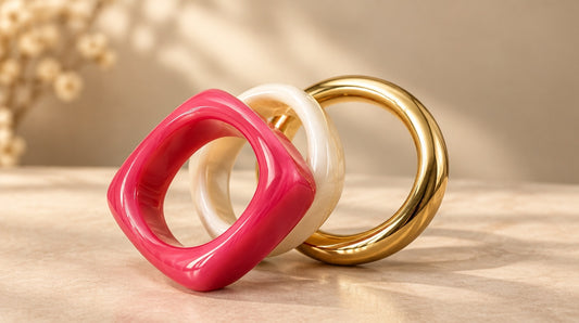 Raspberry Square Resin Bangle Set (3 Pc)