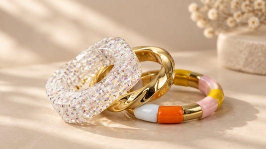 Iridescent Chip & Sherbet Bangle Set (3 Pc)