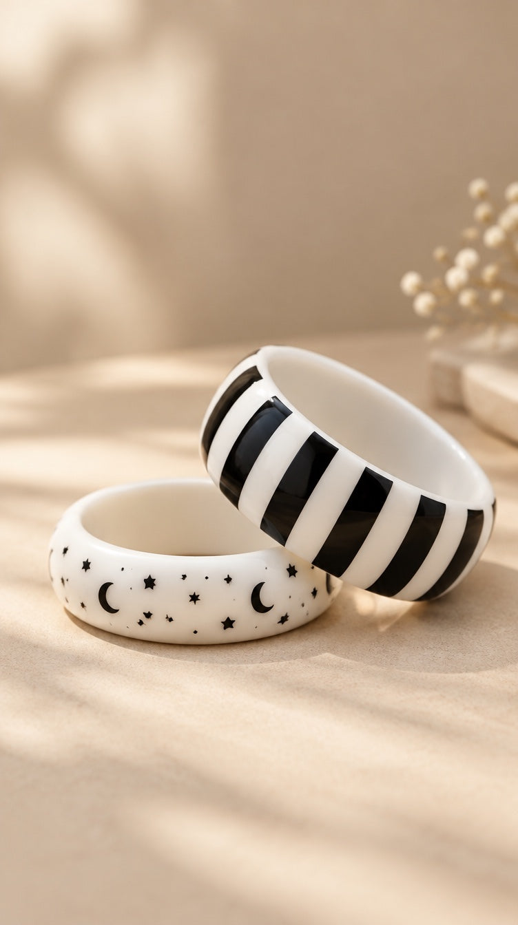 Stripes & Stars Resin Bangle Set (2 Pc)