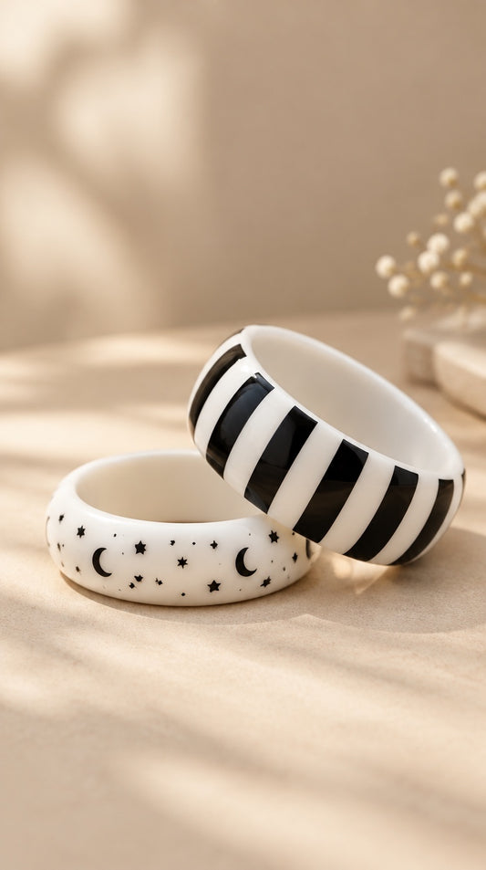 Stripes & Stars Resin Bangle Set (2 Pc)
