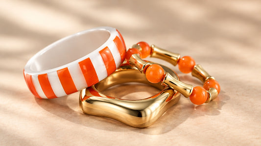 Orange Stripe Resin Bangle Set (3 Pc)