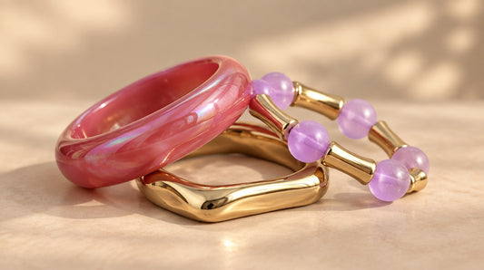 Rose & Lilac Iridescent Bangle Set (3 Pc)
