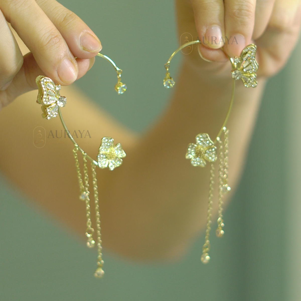 Korean Butterfly Crystal Earrings