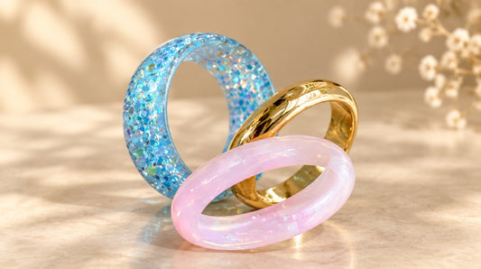 Holographic Blue & Opal Bangle Set (3 Pc)