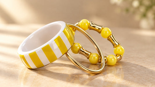 Sunshine Yellow Stripe Bangle Set (3 Pc)
