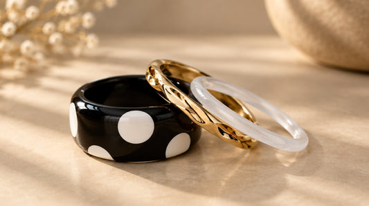 Polka Dot & Frosted Clear Bangle Set (3 Pc)