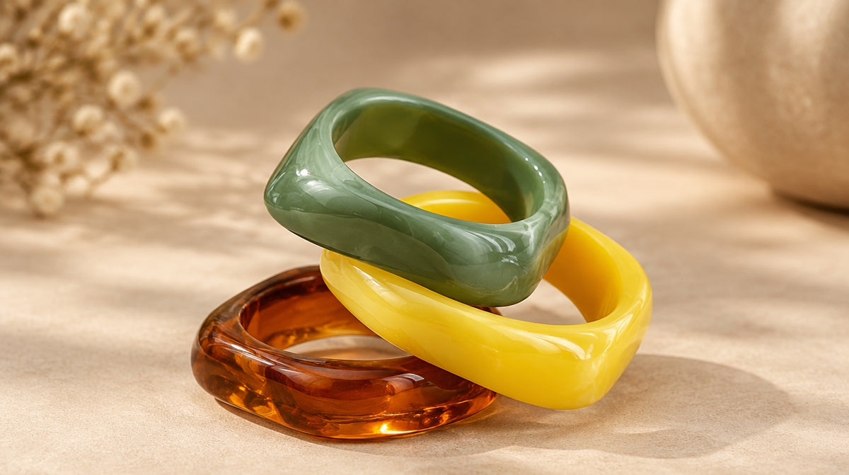Sage, Sunshine & Amber Bangle Set (3 Pc)