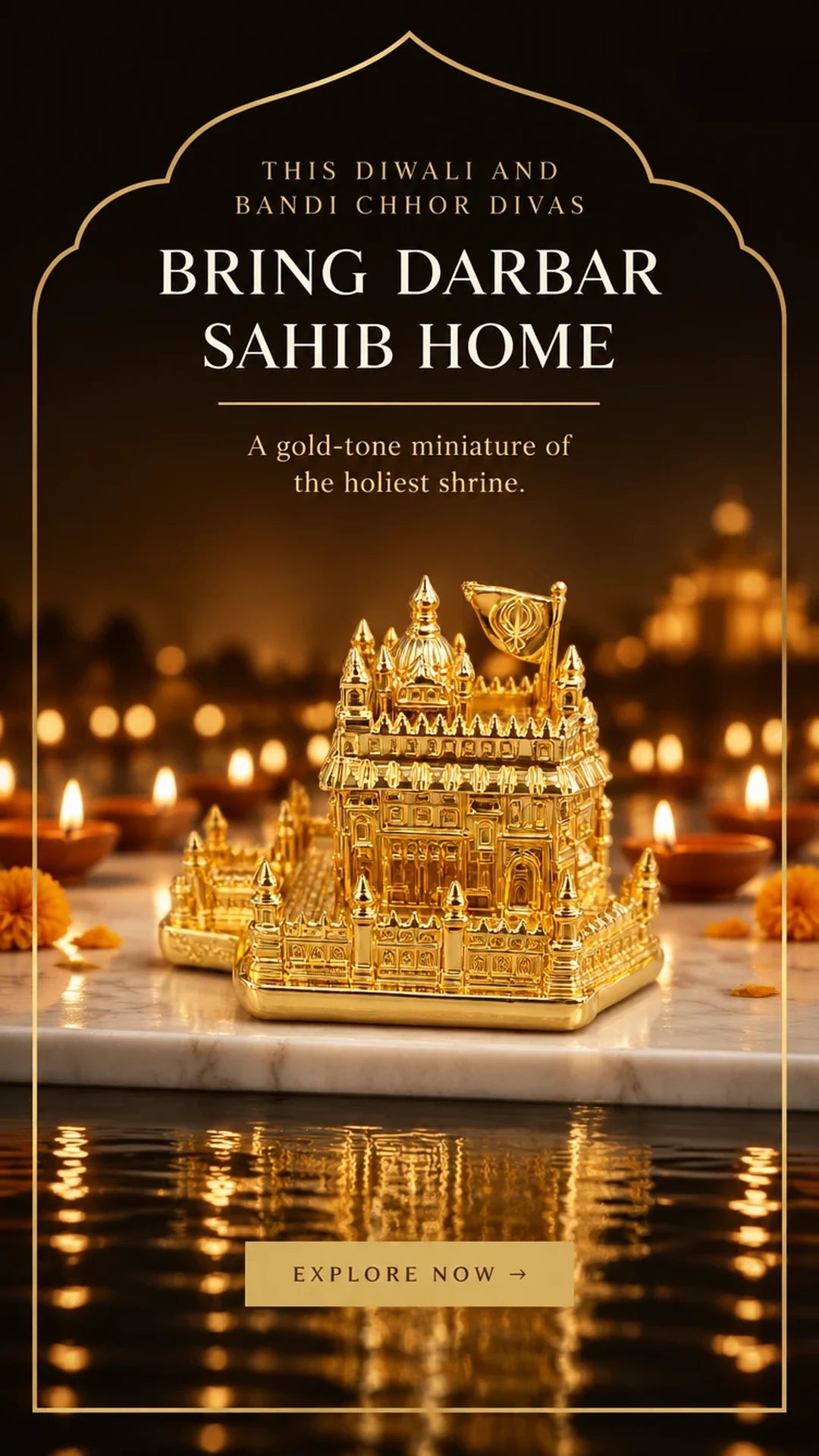 This Diwali and Bandi Chhor Divas, bring Darbar Sahib home. Gold-tone polyresin miniature of Sri Harmandir Sahib. Buy 2 Get 1 Free.