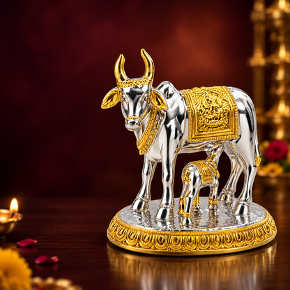 Kamdhenu Cow with Calf Idol